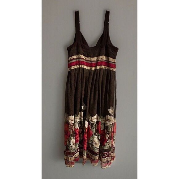 Signature by Robbie Bee Silk Dress Women Sz14 Empire Waist Cottage Core Babydoll - Picture 3 of 16